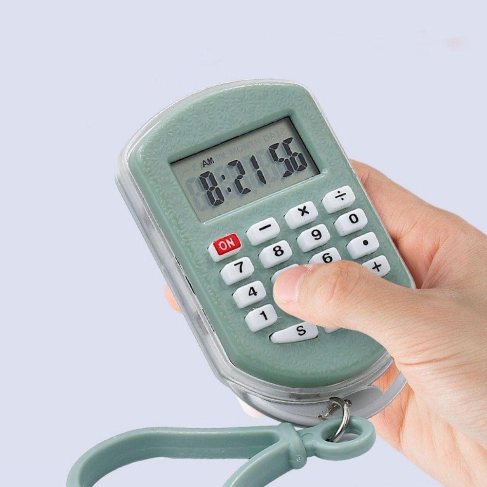 Mini Calcolatrice Portatile Portachiavi con Display dell'Ora Ciondolo Calcolatrice Cancelleria per Studenti
