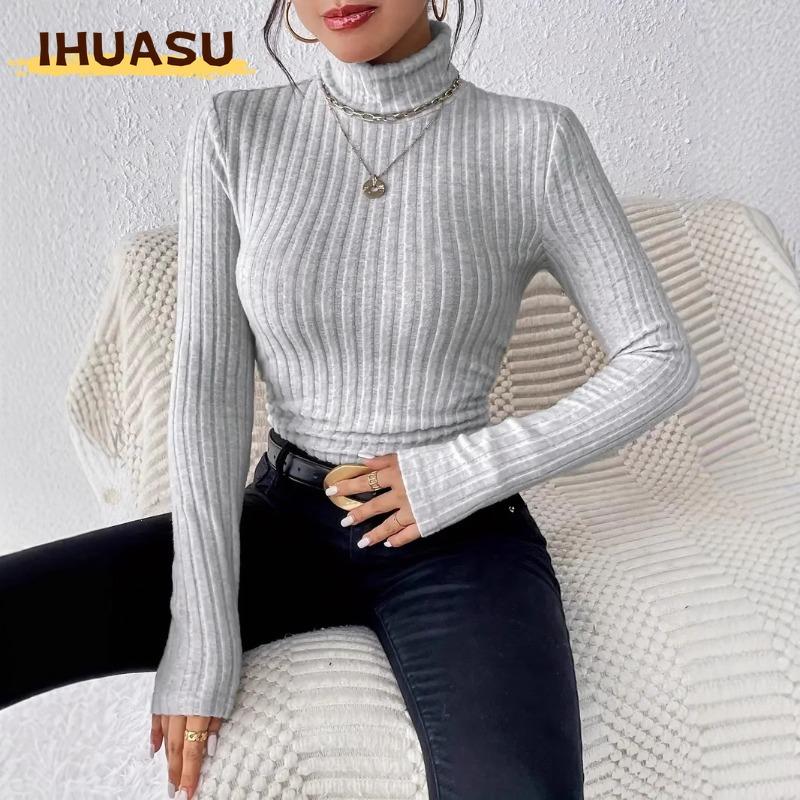 IHUASU Women's Fashion Casual Solid Color Print Long Sleeve Blouses & Shirts Unique design