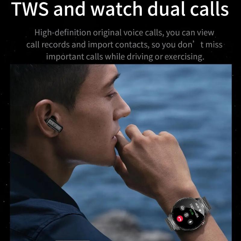 New 2 In 1 Smart Watch With Earbuds Smartwatch TWS Bluetooth Earphone Bluetooth Call Life Waterproof Heart Rate Blood Oxygen Monitor Sports Watch