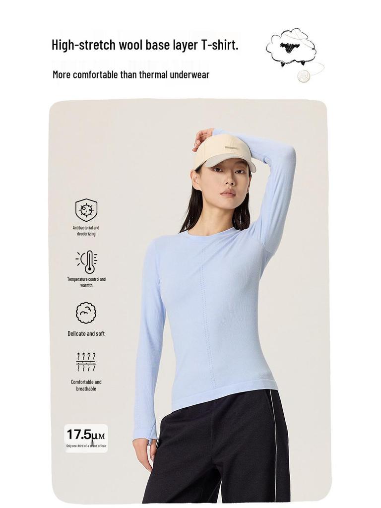 Merino Wool & Lenzing Tencel Long Sleeve Seamless Casual Sports Tee