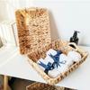 Storage Box Open Structure with Handles Container Space Saving Rattan Basket for Pantry Closet Bathroom