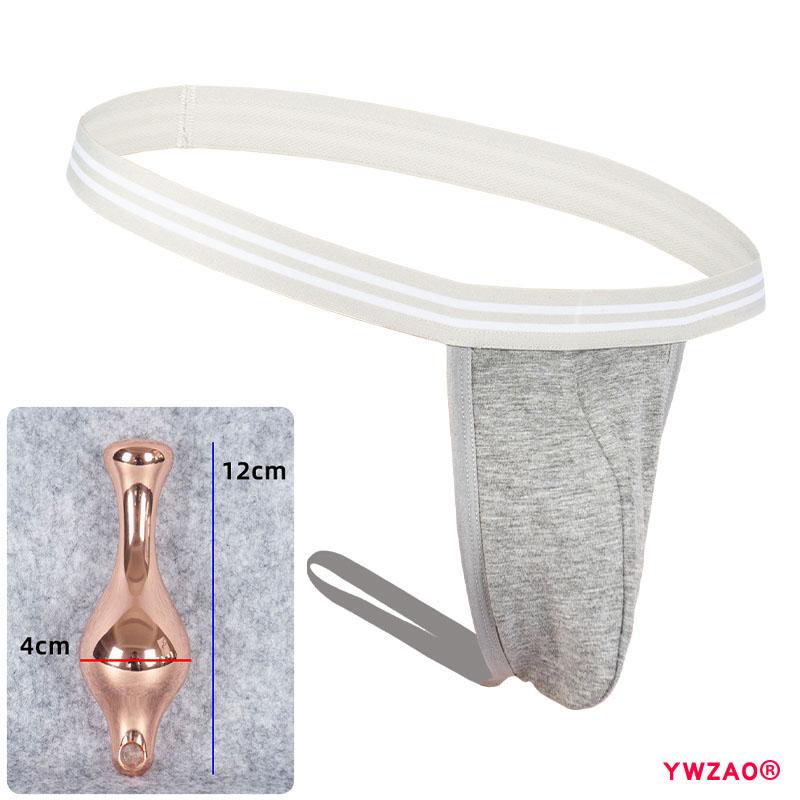 YWZAO Vložiteľný análny dildo Pánske spodné prádlo Tanga Sivá N03