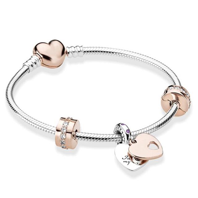 Love You Forever Beads Charm Bracelets Elegant Silver Color Snake Chain Bracelets For Women Lover Jewelry Gift Special Offer