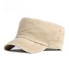 Men's Retro Washed Cotton Military Cap Flat Top Cadet Patrol Hat Summer Breathable Army Peaked Cap Casual Plain Sun Hat
