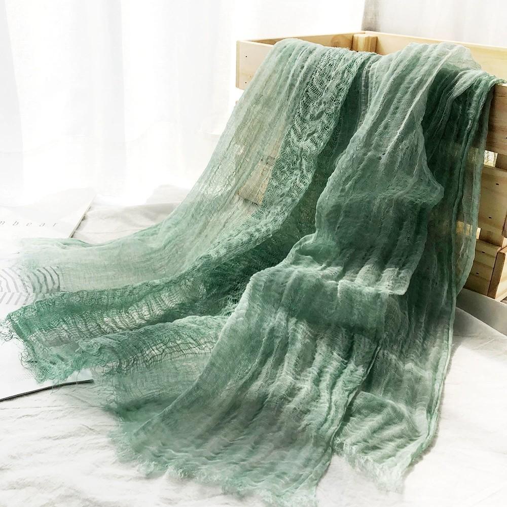 

Новый литературный полый льняной шарф для женщин, однотонный тонкий ретро-шарф из грязно-окрашенного модала