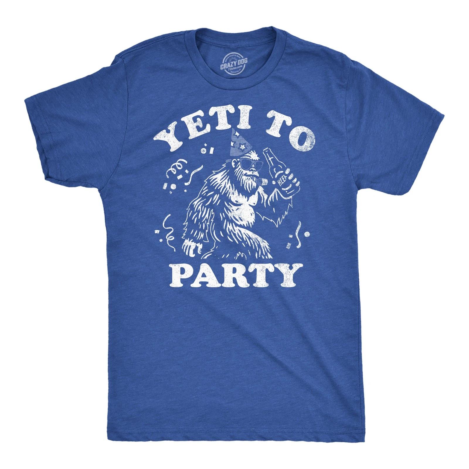 Mens Funny T Shirts Yeti to Party Sarcastic Bigfoot Graphic Novelty Tee for Men XL