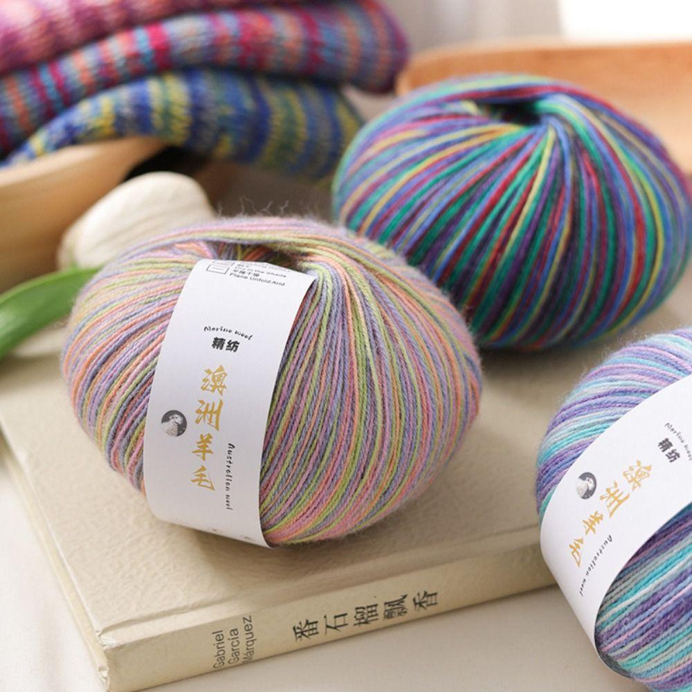 50g/ Roll Practical Gradient Color Wool Yarn Multicolor Handmade Crochet Yarn Knitting Soft Long Velvet Yarn for Blanket Scarf
