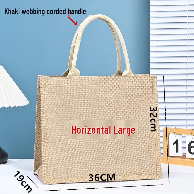 Durable Multi-Size Solid Color Linen Tote Bag - Hand-Painted Design