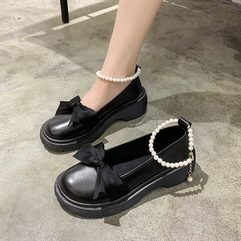 Mary Jane shoes women's spring and autumn new flat-soled single shoes women's summer soft-soled grandma shoes bow small leather shoes