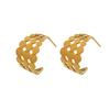 Elegant C-Shaped Hollow Round Stainless Steel Stud Earrings - Trendy, Versatile, and Unique High-End Ear Jewelry