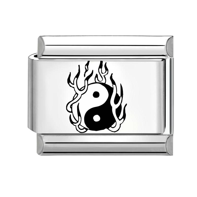 Fashion Girls' Eye Cake Sunset Butterfly Flower Cat Laser Engraving Charm Links Fit 9mm Stainless Steel Bracelet DIY Making Gift