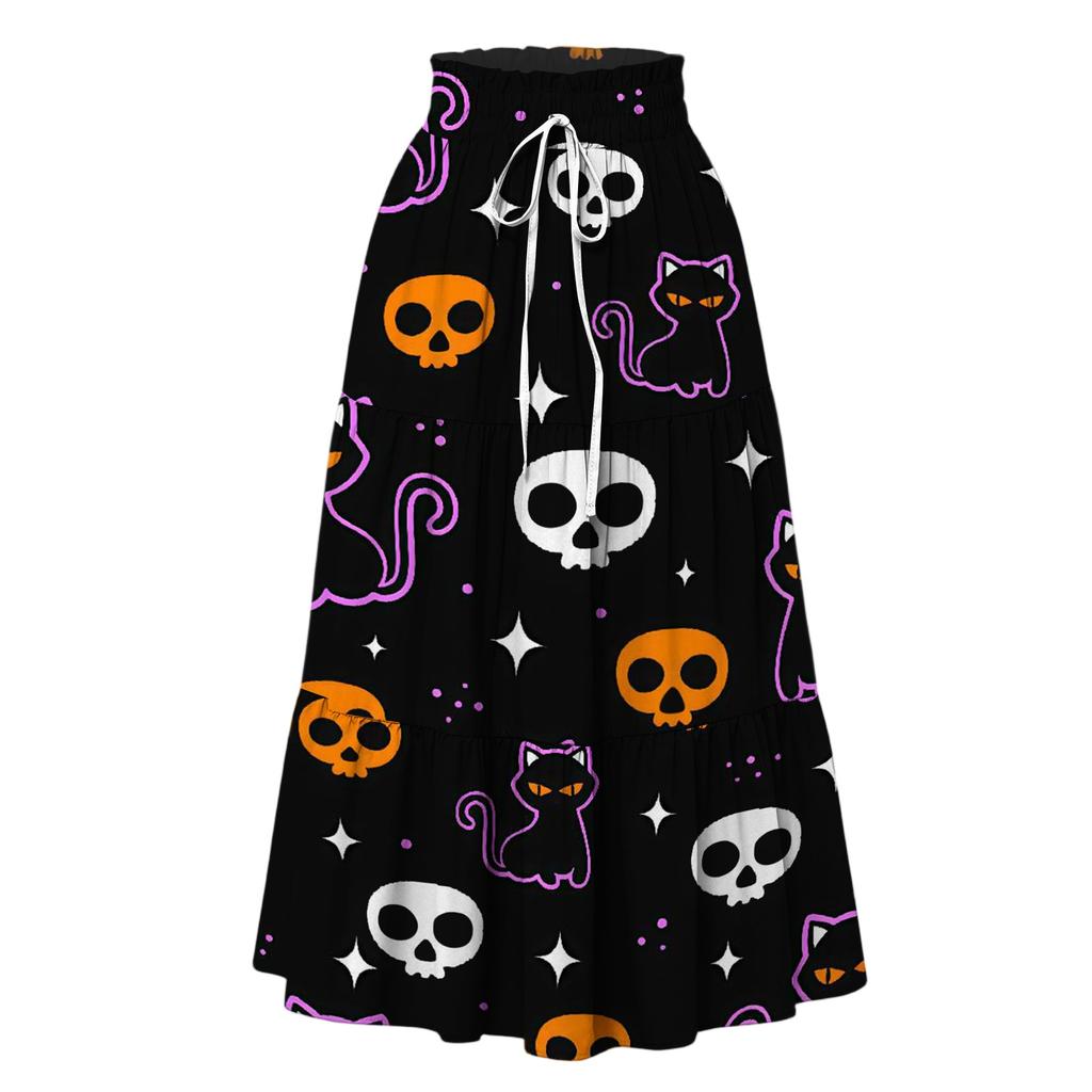 Women's Floral Print Skirt with Elastic Waist and Drawstring Casual Vacation