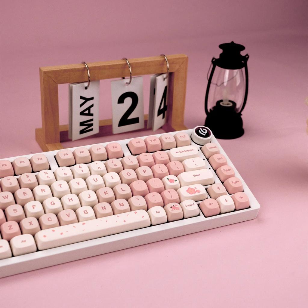 Xiaomi Sakura Pink MOA Keycaps PBT 142 Keys Cream Strawberry for 60/64/84/98/108 Gaming Mechanical Keyboard MX Switch