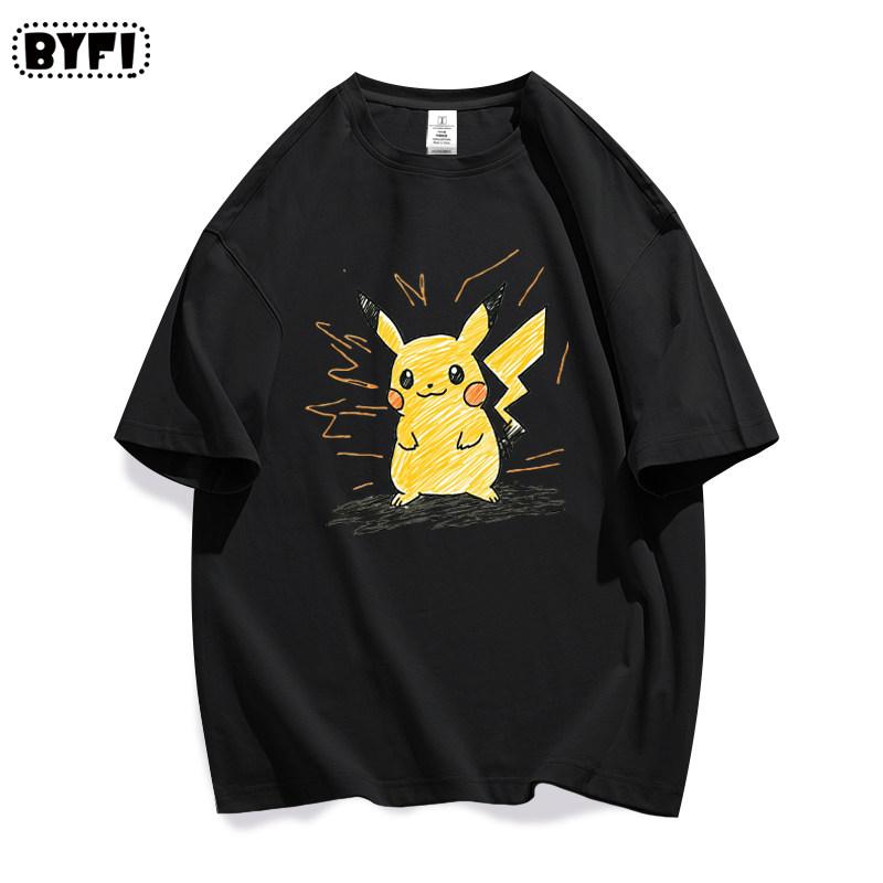 Pok É Mon Pikachu Creative Graffiti Collaboration Short Sleeve Tshirt for Parent Child Summer Pure Cotton Half Sleeve