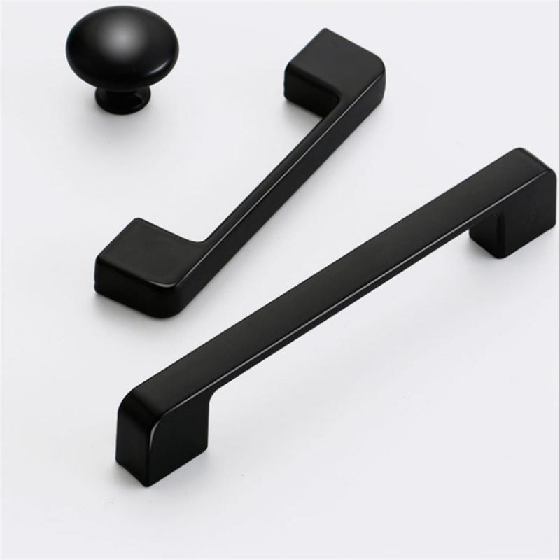 4/10PCS Modern Black Cabinet Handle Square Furniture Hardware Aluminum Alloy Kitchen Door Knobs Cupboard Wardrobe Drawer Pulls