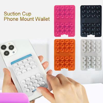 2 In 1 Phone Card Holder Suction Cup Phone Mount Wallet Silicone Sucker Strong Adsorption Phone Fixed Hand-Free Back Adhesive