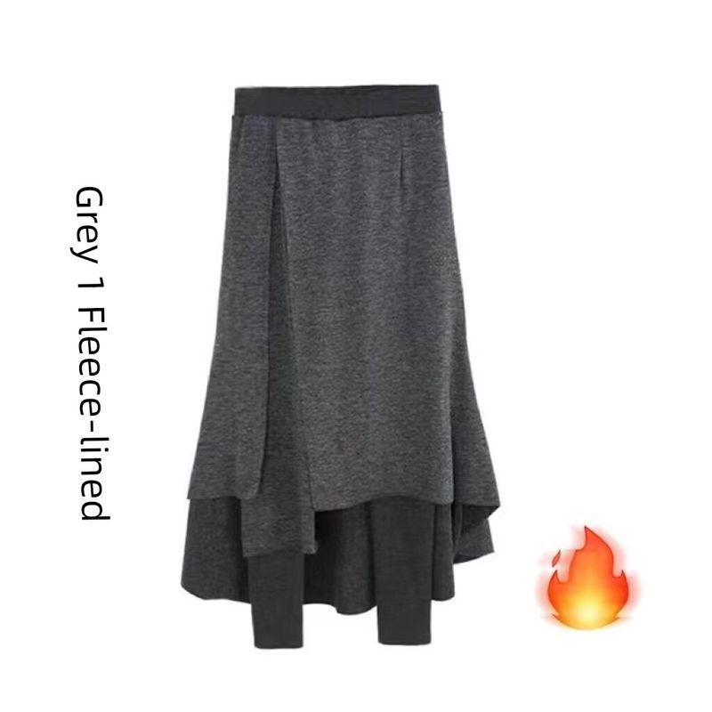 

Western Style Irregular Culottes Women New Fake Two Pieces Plus size Skirt Niche Design Multi-Layer One-Piece Culottes Fashion Dark gray Fleece-lined L Recommend 100 to 57.50kg