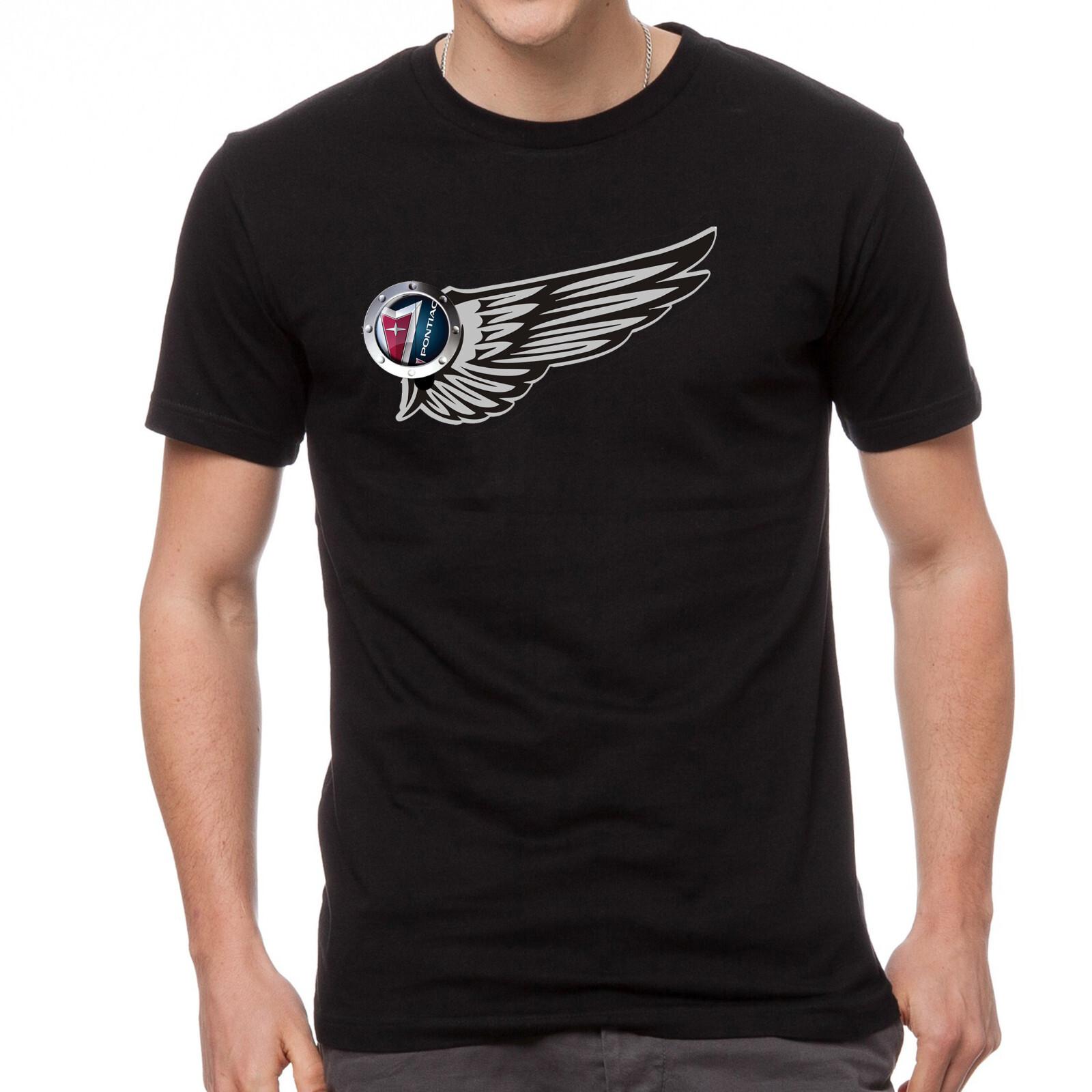 26 Pontiac Car Wings Logo Black T-Shirt -838- Unisex T-Shirt M