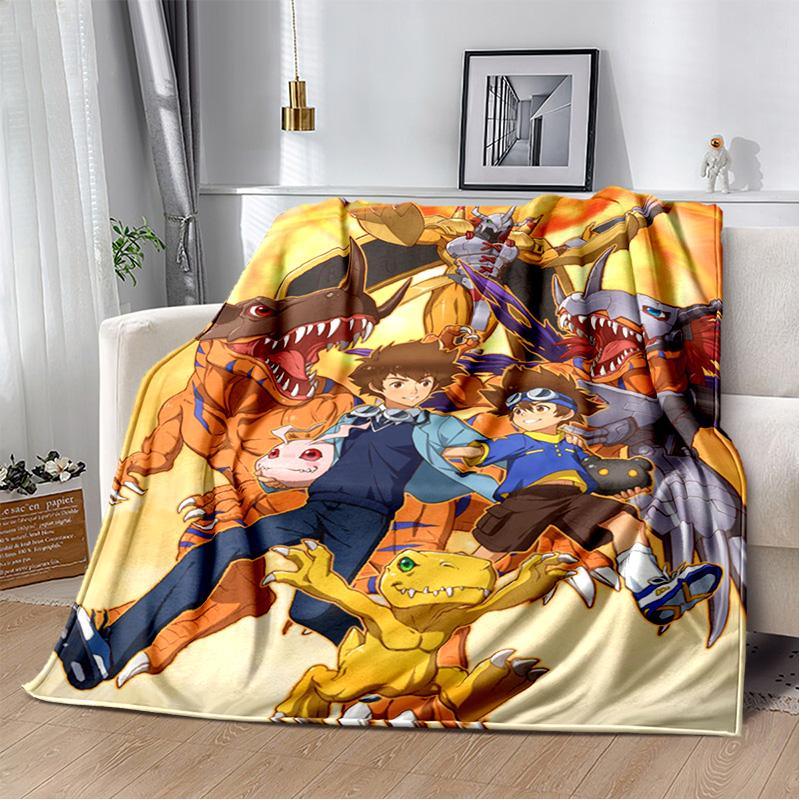 Cartoon Digimon Adventure Monster Soft Plush Blanket,Flannel Blanket Throw Blanket for Living Room Bedroom Bed Sofa Cover Child