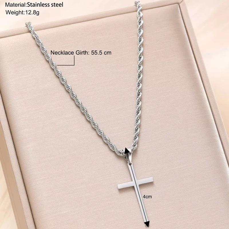 New Stainless Steel Cross Pendant Necklace for Men Women Minimalist Gold Color Jewelry Male Female