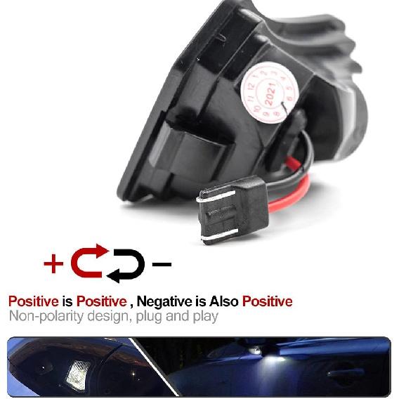 2Pcs White LED Under Side Mirror Puddle Light Lamp for Volvo S60 S 80 V70 Jaguar XF XK XFR XE-Type XJ-Type Xenon White