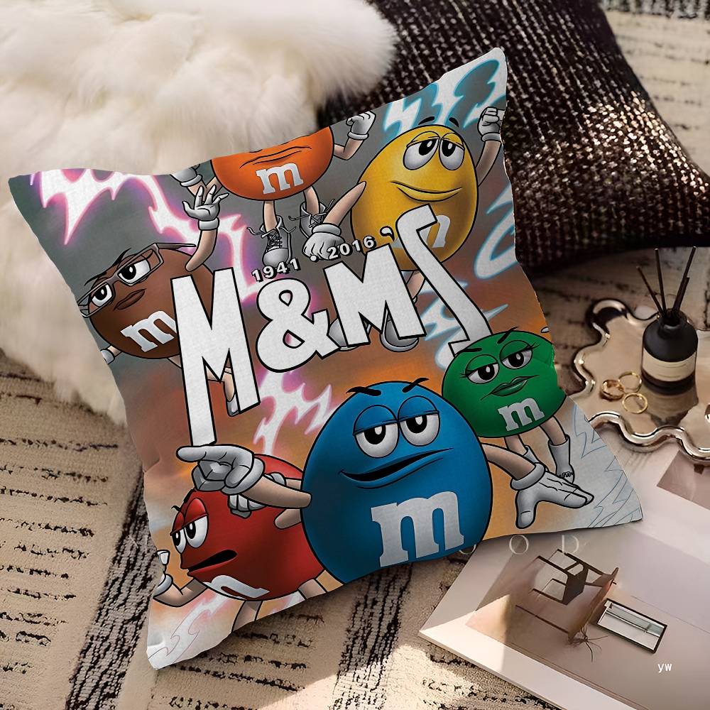 Classic M_M&M Chocolate Pillow Anime Pillow Sofa Bed Head Pillow Cover Cushion Cover 45X45 Cm Fashion