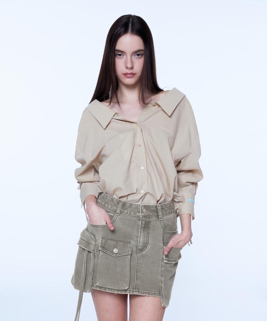 INSTANTFUNK Summer Ribbon Shirt - Light Beige