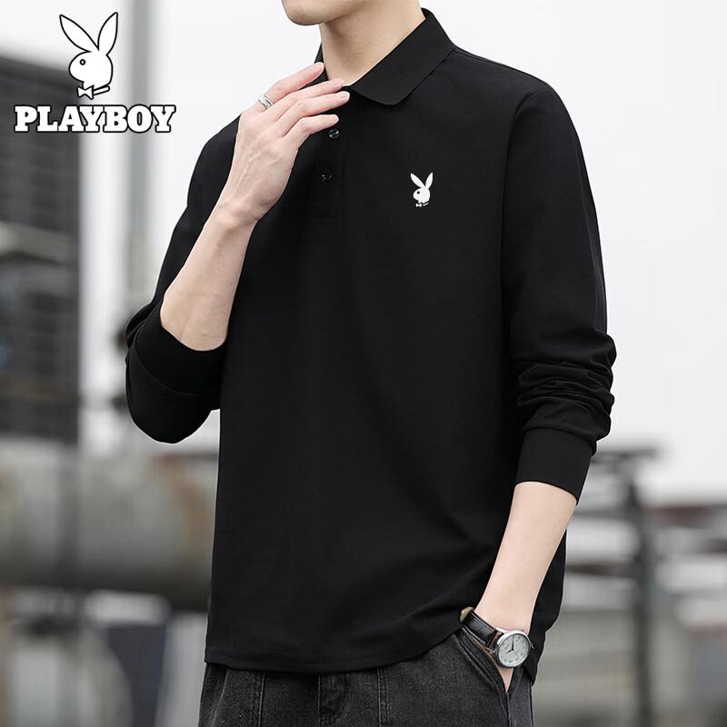 PLAYBOY Men s Long-Sleeve Polo T-Shirt L