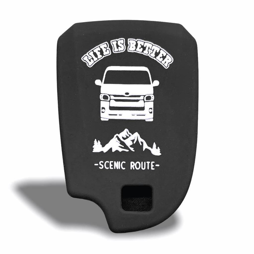 SUITY Silikon Smart Key Hülle für Toyota Hiace und Regius Ace, Perfekte Passform, Kratzfest (Schwarz, 2 Tasten)