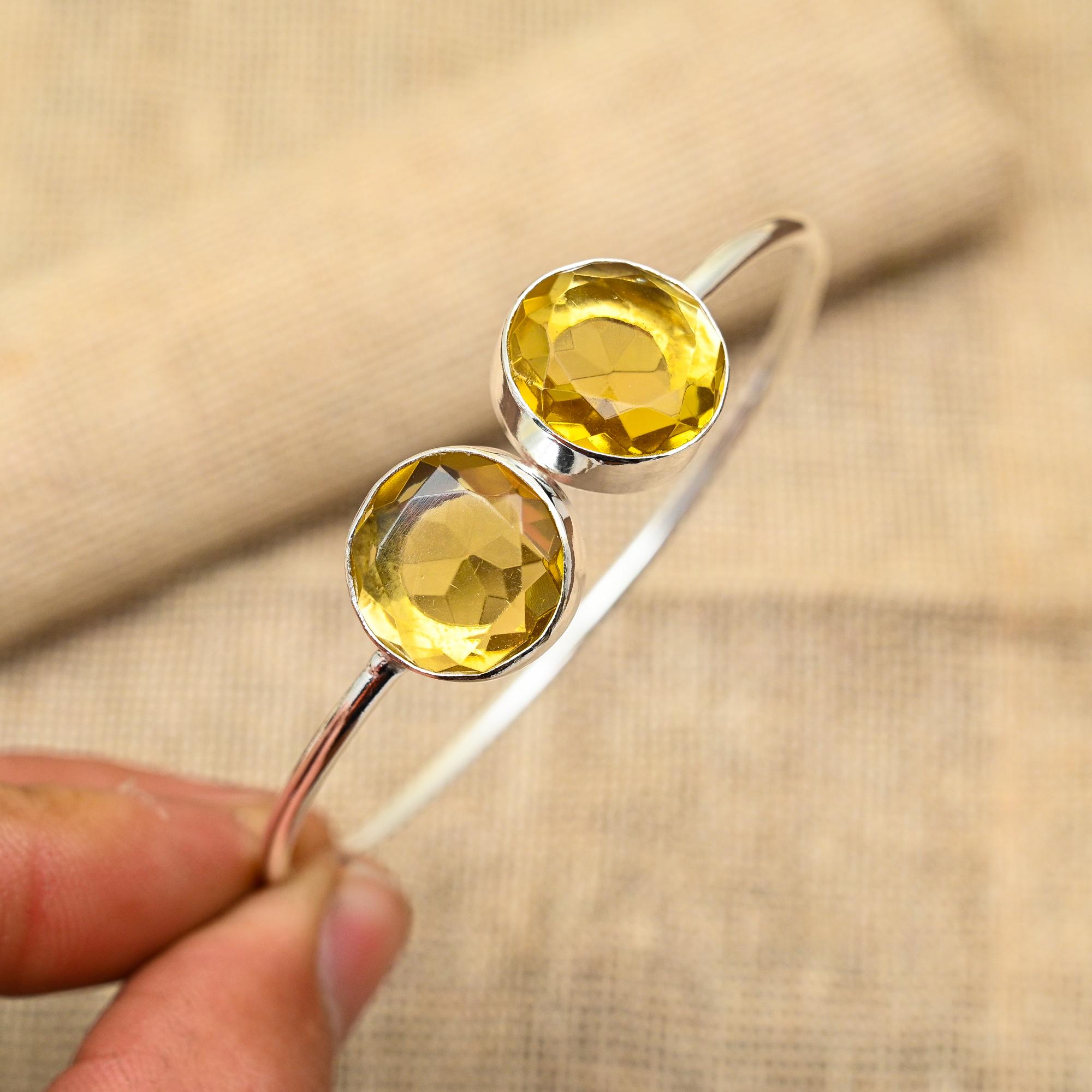 

Восхитительный цитриновый драгоценный камень ручной работы из стерлингового серебра 925 пробы, ювелирный браслет для женщин