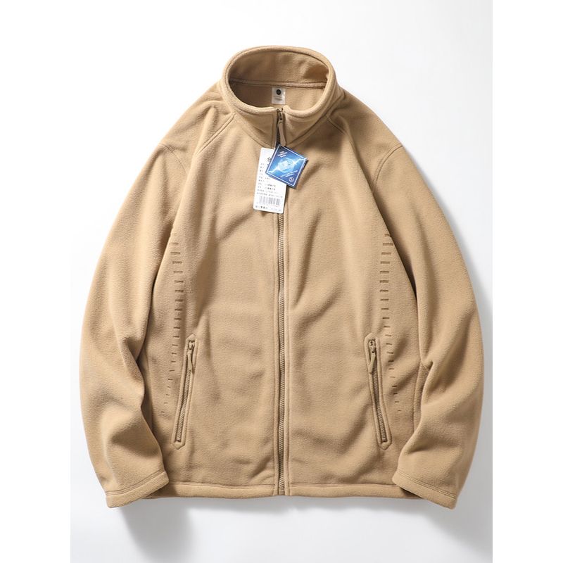 Double-Sided Polar Fleece Jacket Men's Autumn and Winter Fleece Sweater Jacket Export Men's American Stand Collar Cardigan Zipper Sweatshirt