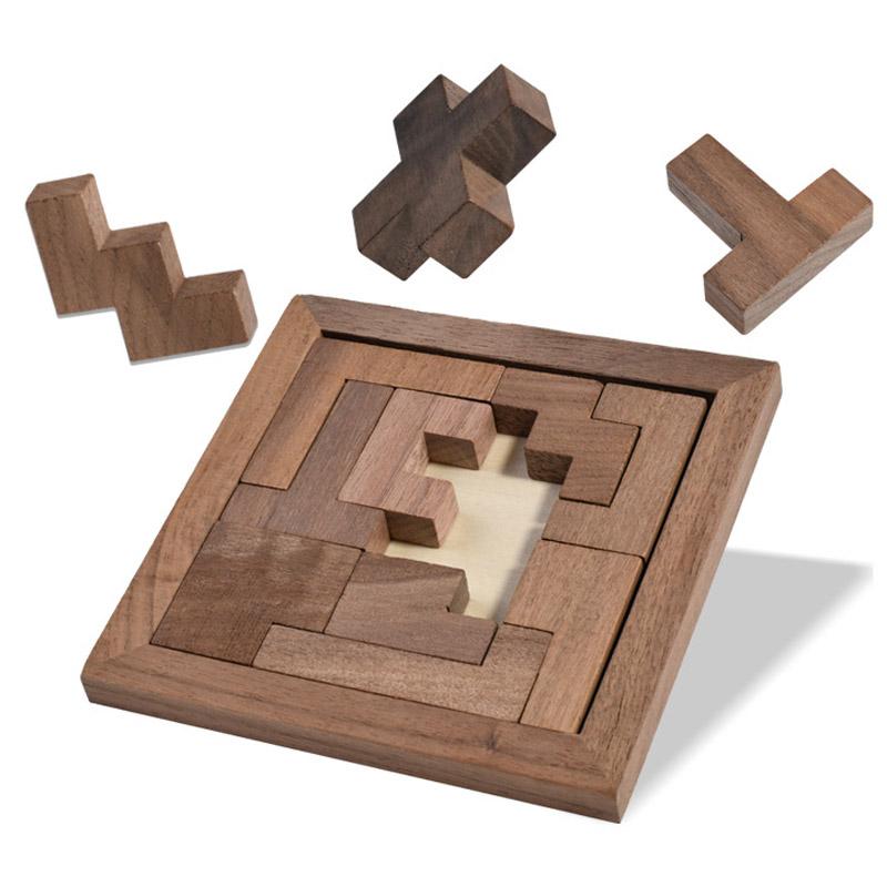 

Walnut Russian Blocks Puzzle 3D Wooden Jigsaw Tangram Iq Logic Training Brain Teaser Montessori Educational Toys Learning Games