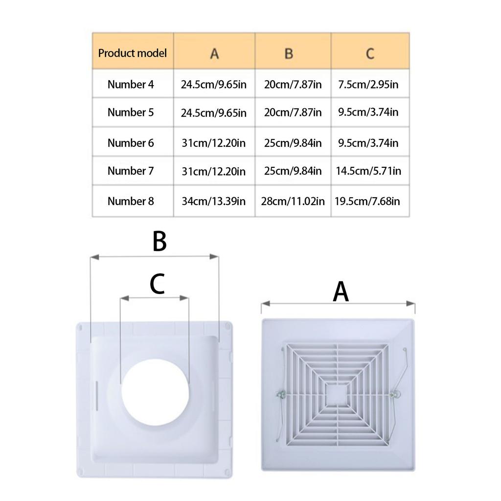 Ceiling Exhaust Fan Cover Square Ventilator Exhaust Hood Bathroom Ventilation Fan Cover for Kitchen and Toilet Use