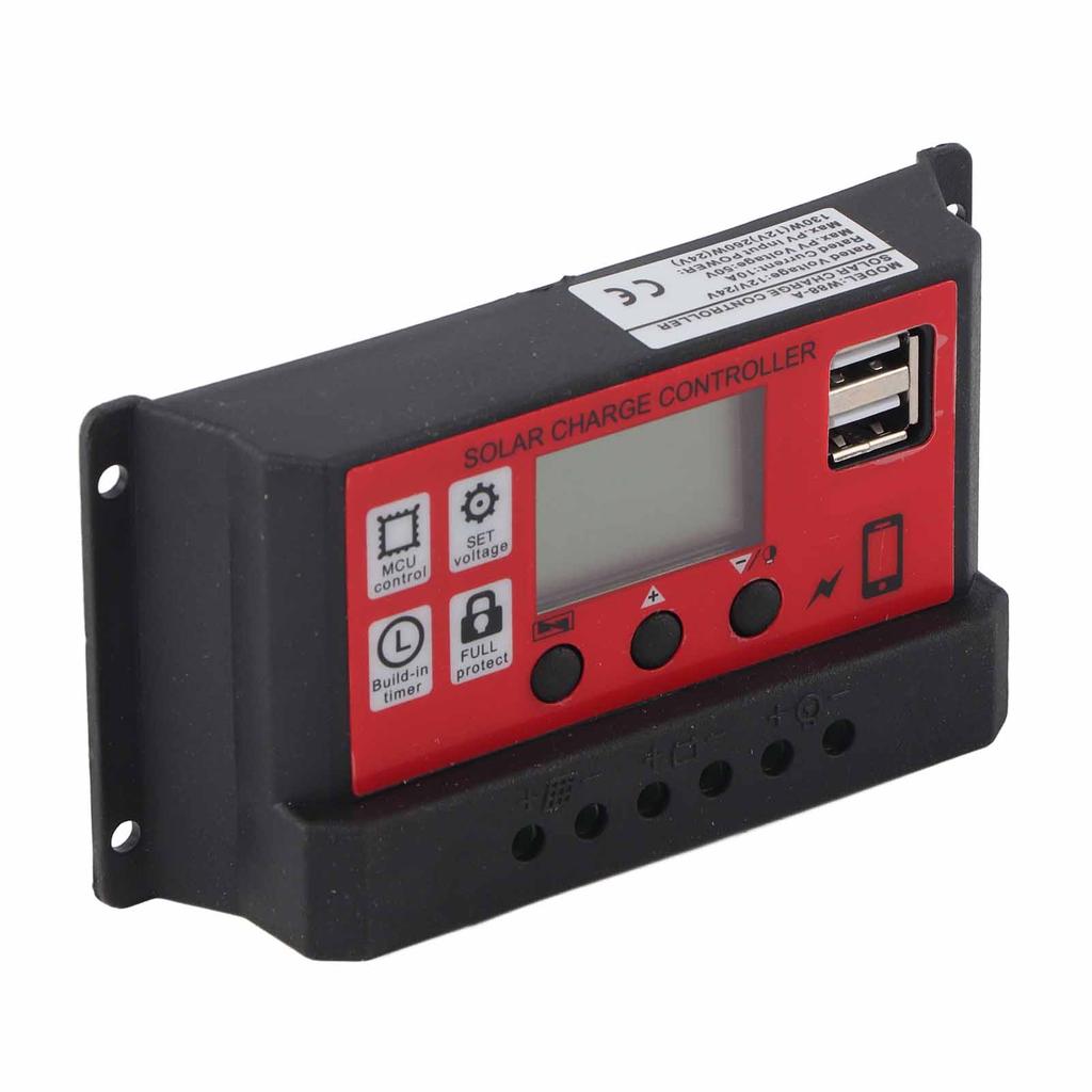 Solar Charge Controller Adjustable Solar Panel Battery Intelligent Regulator with LCD Display 12V