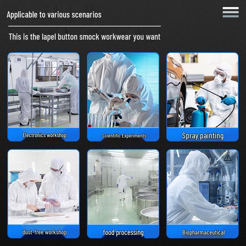 Camice da Laboratorio Antistatico a Strisce Blu e Bianche - Indumento Protettivo Antipolvere