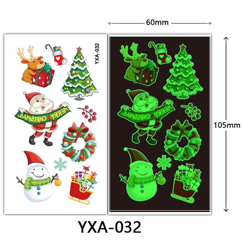 Christmas Luminous Tattoo Sticker Glowing Waterproof Sweat Cute Cartoon Holiday Party Temporary Sticker