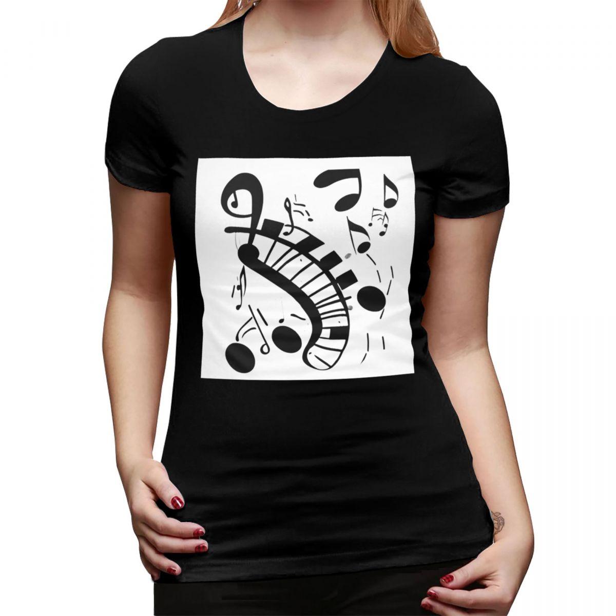 

Abstract Piano Keys With Musical Notes TShirt for Women Round Neck Streetwear T Shirts Womens Short Sleeve Summer Clothes Tops 4XL