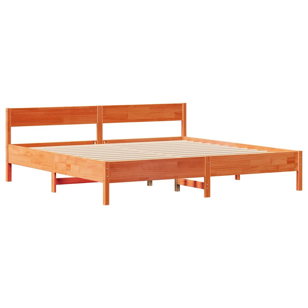Solid Wood Bed Without Mattress Wax Brown 200x200 Cm Pine Wood