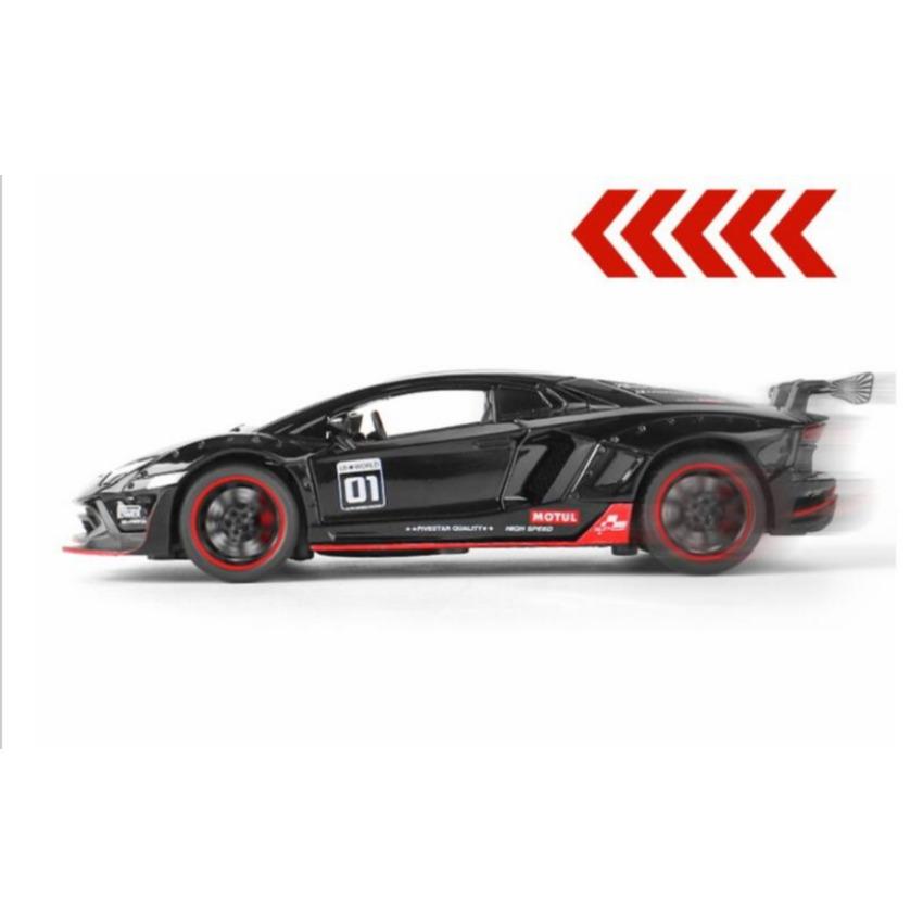 Car Model 1/32 Aventador SVJ LamborghinILP700 Convertible Alloy Sports Car Sound and Light Pull Back Toy Car Gifts for Boy
