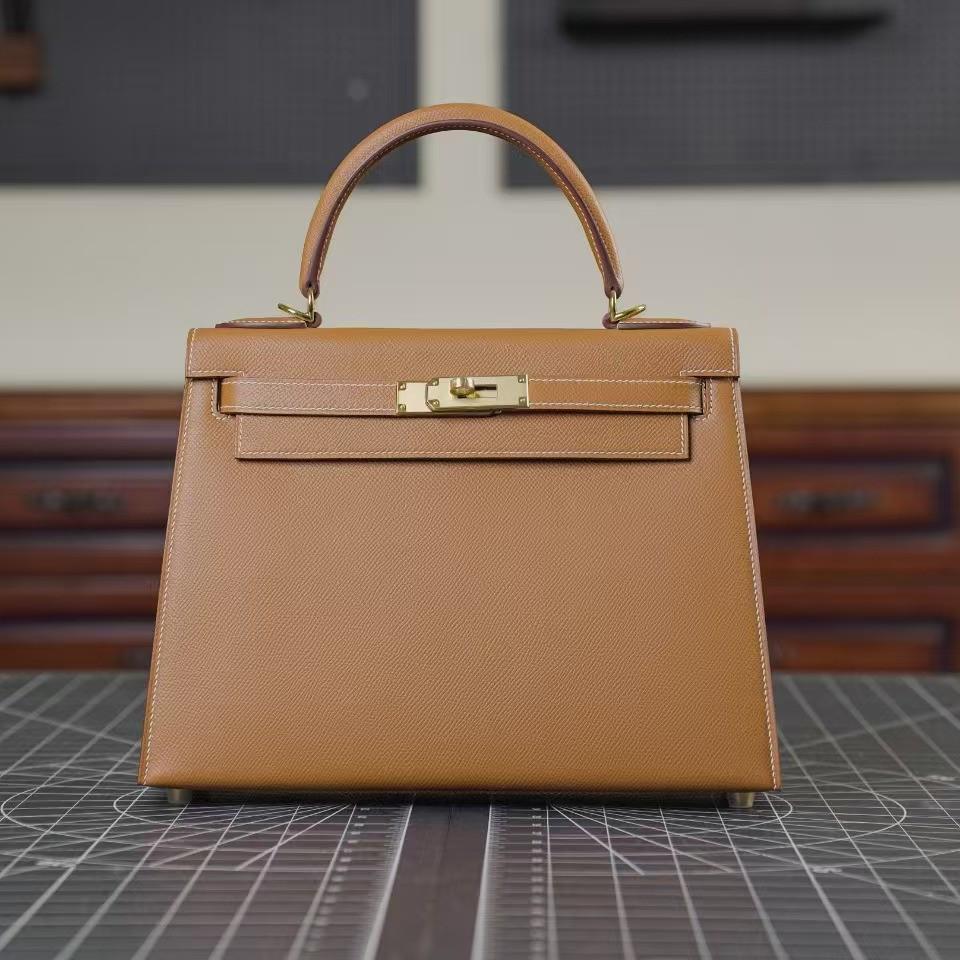 Kelly Bag Genuine Leather Women's Luxury Handbag - 2025 Autumn/Winter Collection: Elegant Shoulder Bag for Commute and High-End Style.