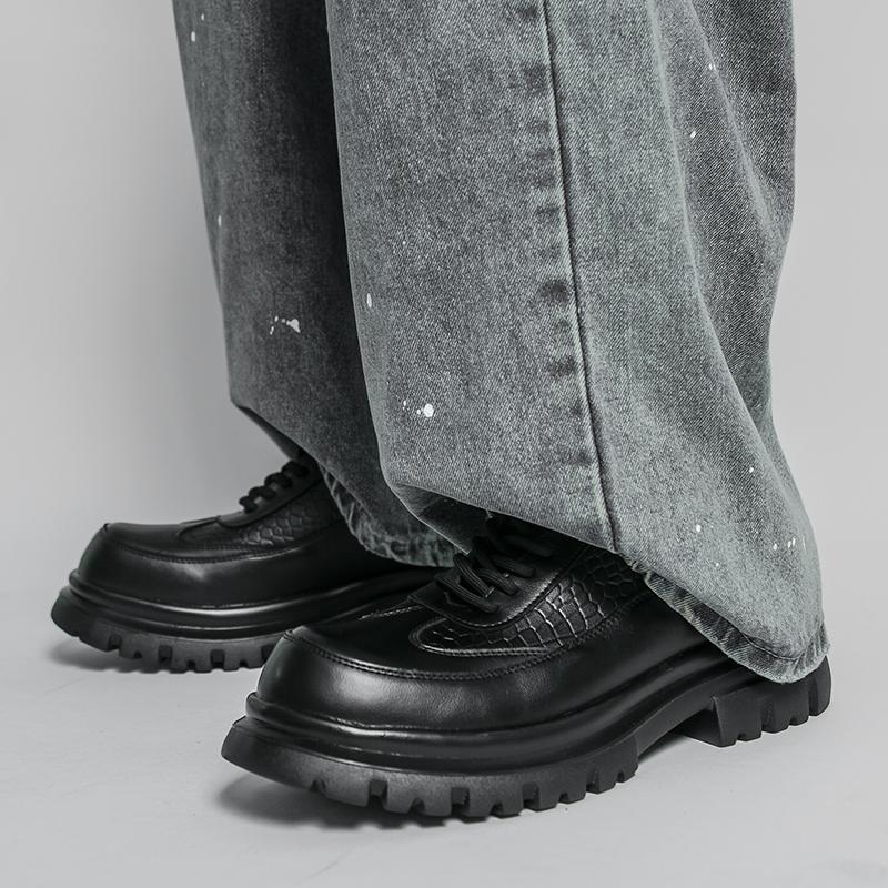 Herren Punk Stiefel Brogues Business Aufzugsschuhe Schwarze Braune Lederschuhe Dicke Sohle Plateau Schuhe Übergröße