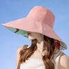 100% Cotton European and American Cross Border Women's New Double Sided Fisherman Hat Summer Enlarged Brim Sun Hat