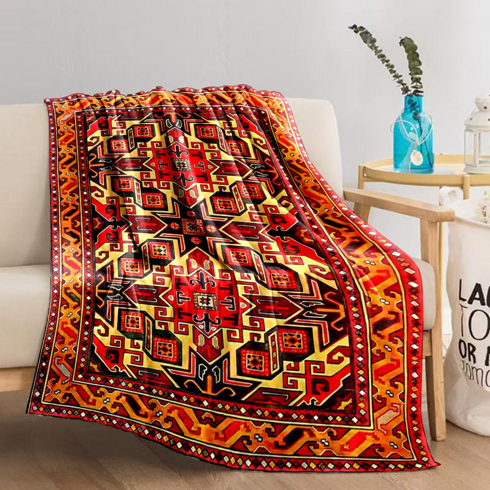 Ethnic Style Geometric Pattern Area Blanket for Living Room or Bedroom Blanket, Suitable for Use In the Bedroom, Living Room, On the Sofa