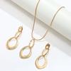 Elegant Metal Water Drop Ring Tassel Long Pendant Necklace Earrings Jewelry Set