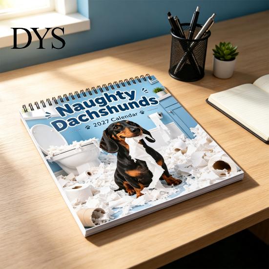 Thick Paper Activity Tracker Naughty Dachshunds Wall Calendar 2027, Funny Sausage Dog 12-Month Calendar, Hilarious Lover Gift Ideas Monthly