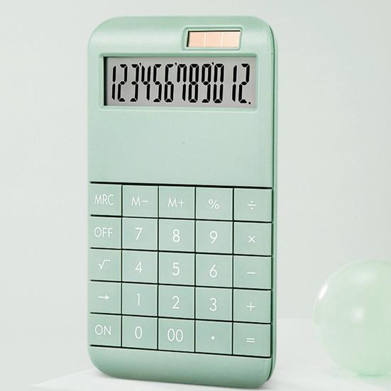 12-Digit Desktop Calculator with Removable Keycaps Solar Battery Dual Power Supply Modern