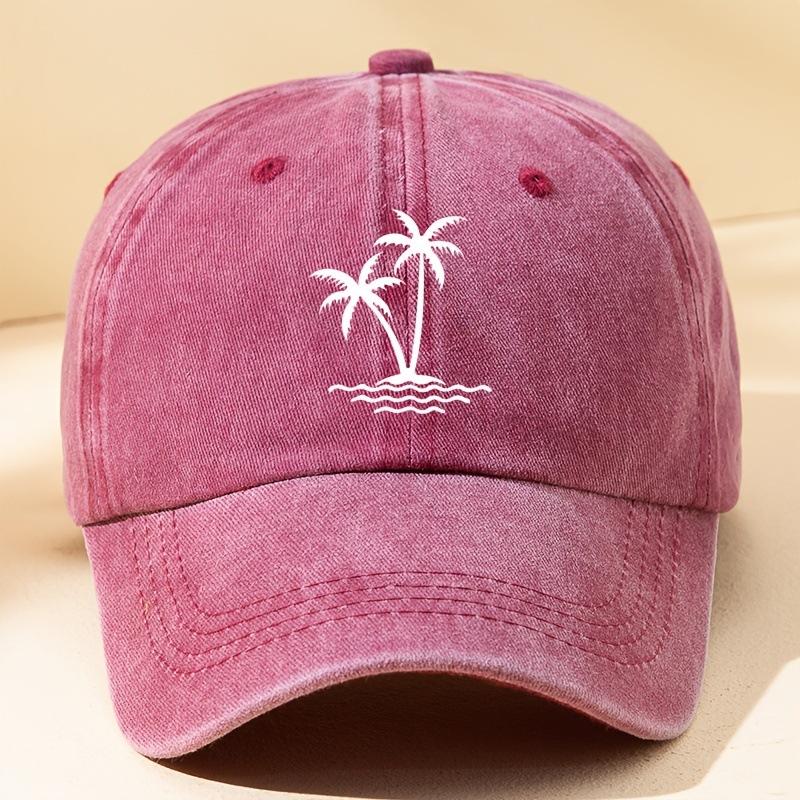 Vintage Palm Tree Print Design Baseball Cap Men Women Unisex Washed Cotton Truck Driver's Father's Sun Hat