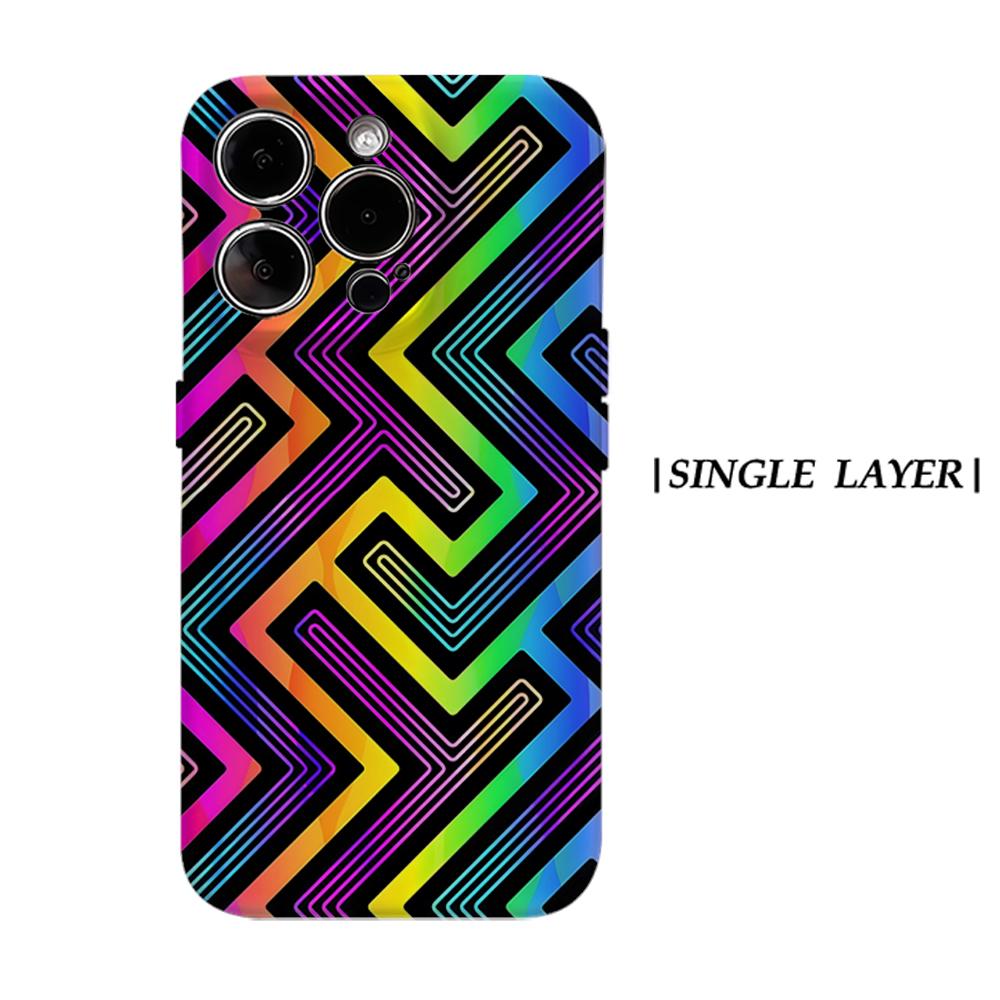 

Neon Chevron Geometric Phone Case for IPhone 17AIR 16E 16 15 14 13 12 11 17 Pro Max Plus Double-layer Back Cover IPHONE17PROMAX