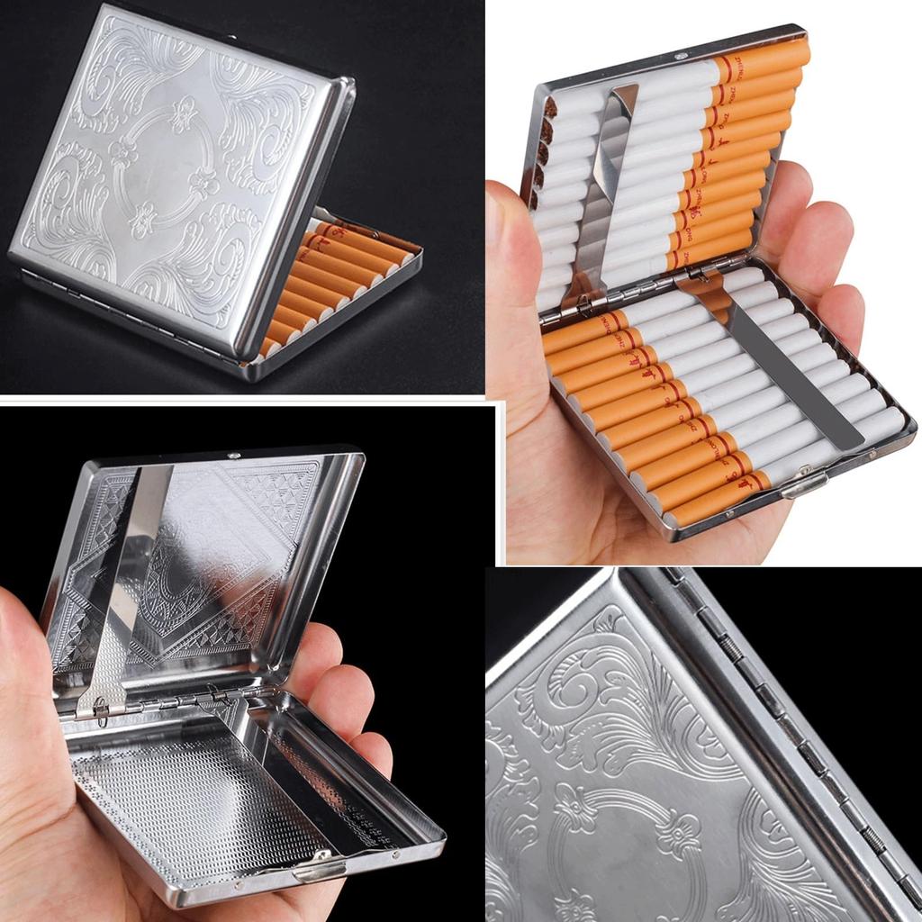20PCS Metal Cigarette Box Stainless Steel Embossed Portable Cigarette Case Personalized Fashionable Storage Box Smoking Tool