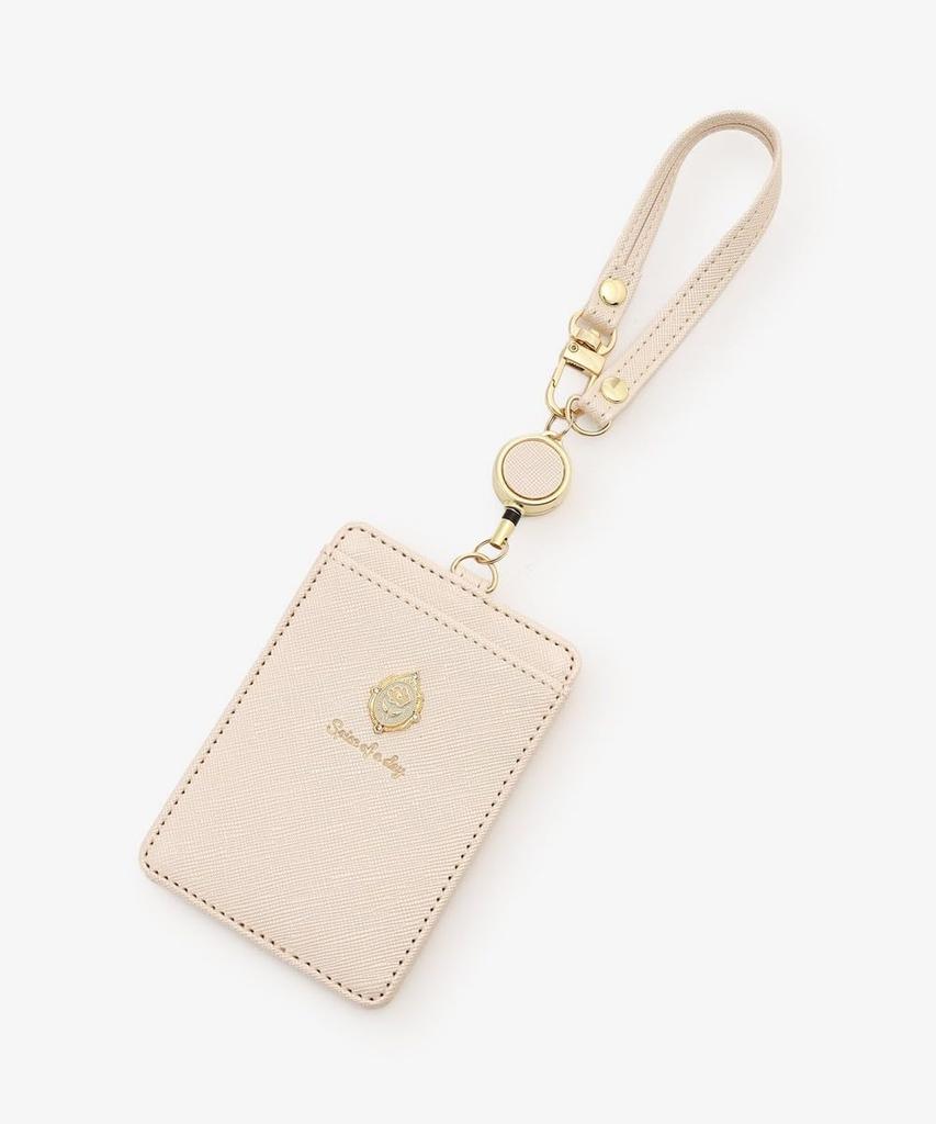 Afternoon Tea Living JQ55 Pass Case with Cord Reel and Motif Charm, Beige